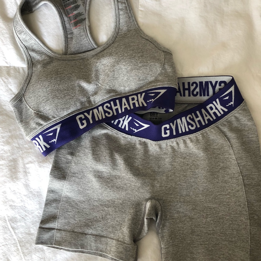 Purple/ gray Gymshark flex set shorts/ bra small